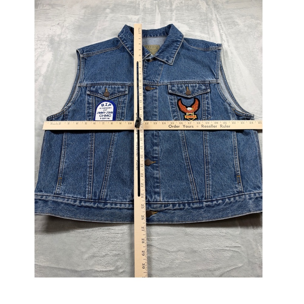 Vintage GAP Denim Vest XL Honda Motorcycle Biker Memorial Patches 90s Jean - Picture 2 of 6